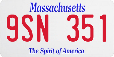 MA license plate 9SN351