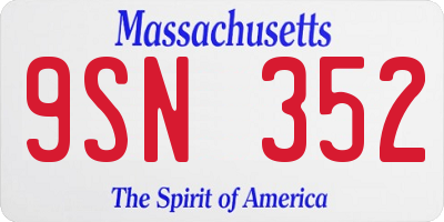 MA license plate 9SN352