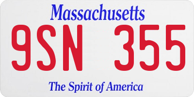 MA license plate 9SN355
