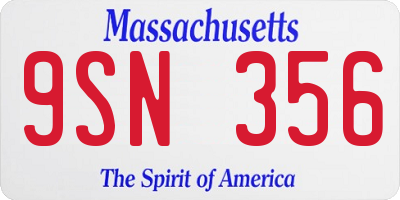 MA license plate 9SN356