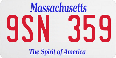 MA license plate 9SN359