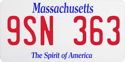 MA license plate 9SN363