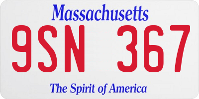 MA license plate 9SN367