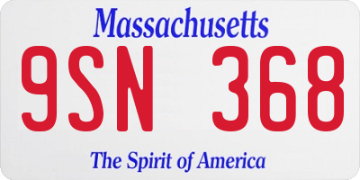 MA license plate 9SN368