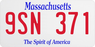 MA license plate 9SN371