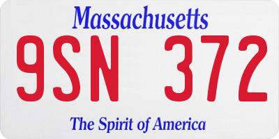 MA license plate 9SN372