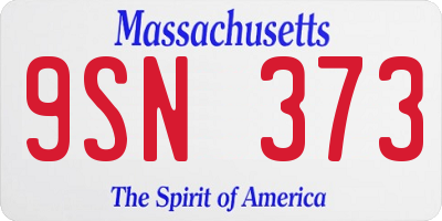 MA license plate 9SN373