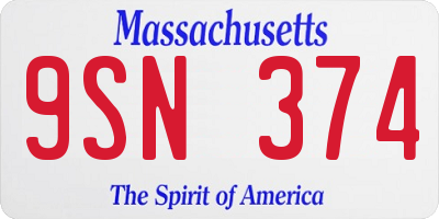 MA license plate 9SN374