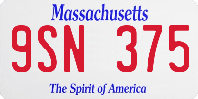 MA license plate 9SN375
