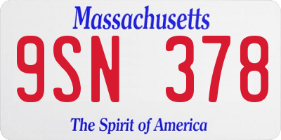 MA license plate 9SN378