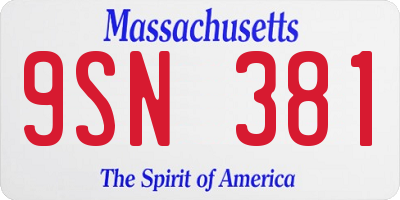 MA license plate 9SN381