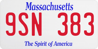 MA license plate 9SN383