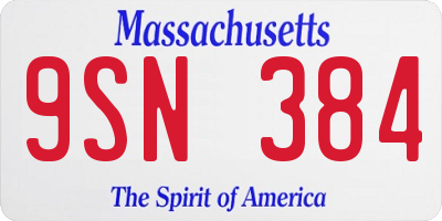 MA license plate 9SN384