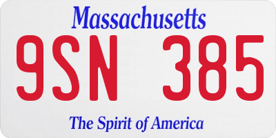 MA license plate 9SN385