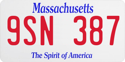 MA license plate 9SN387