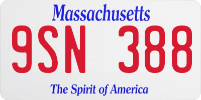 MA license plate 9SN388