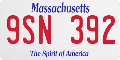 MA license plate 9SN392