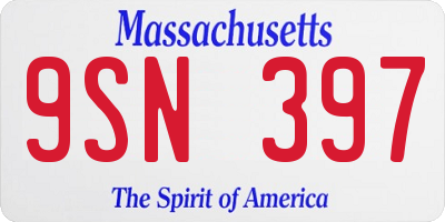 MA license plate 9SN397
