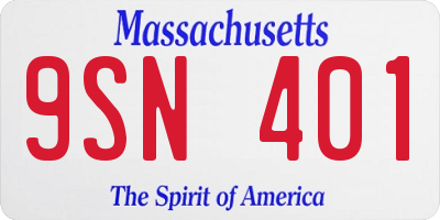 MA license plate 9SN401