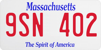 MA license plate 9SN402