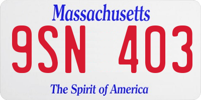 MA license plate 9SN403