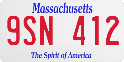 MA license plate 9SN412