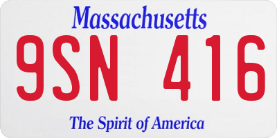 MA license plate 9SN416