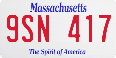 MA license plate 9SN417