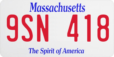 MA license plate 9SN418