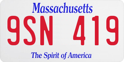 MA license plate 9SN419
