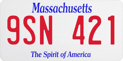 MA license plate 9SN421