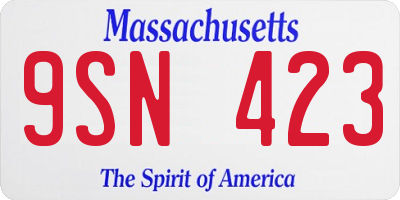 MA license plate 9SN423