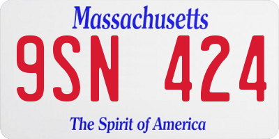 MA license plate 9SN424