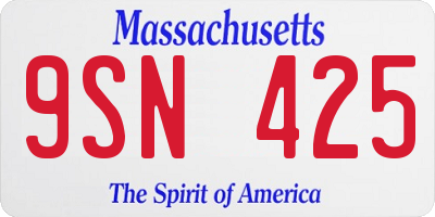 MA license plate 9SN425