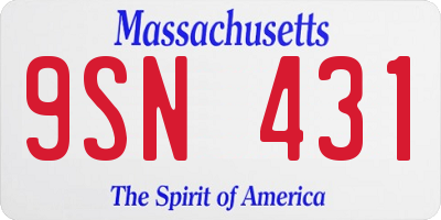 MA license plate 9SN431