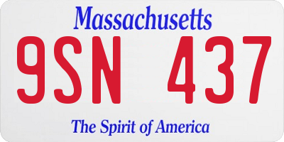 MA license plate 9SN437