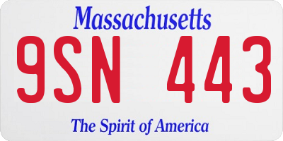 MA license plate 9SN443