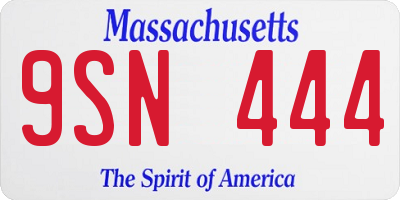 MA license plate 9SN444