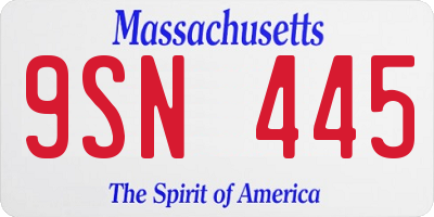 MA license plate 9SN445