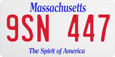 MA license plate 9SN447