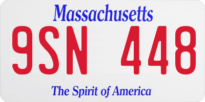 MA license plate 9SN448