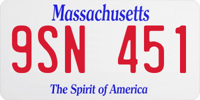 MA license plate 9SN451