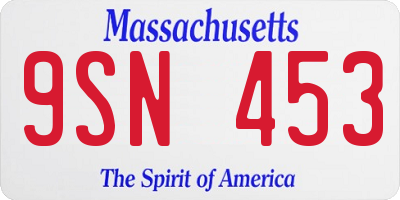 MA license plate 9SN453