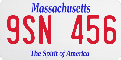 MA license plate 9SN456