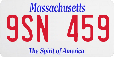 MA license plate 9SN459