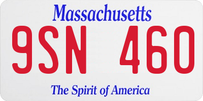 MA license plate 9SN460