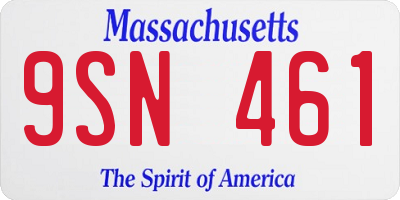 MA license plate 9SN461