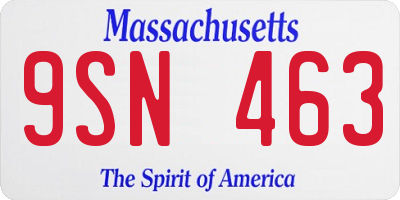 MA license plate 9SN463