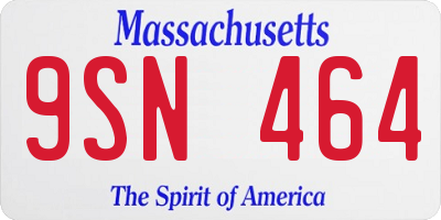 MA license plate 9SN464