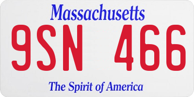 MA license plate 9SN466